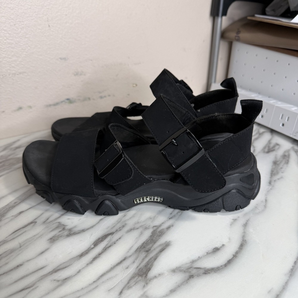 Skechers D'Lites 2.0 Cool Cosmos Chunky Black Strappy Sandals Women's Size 9